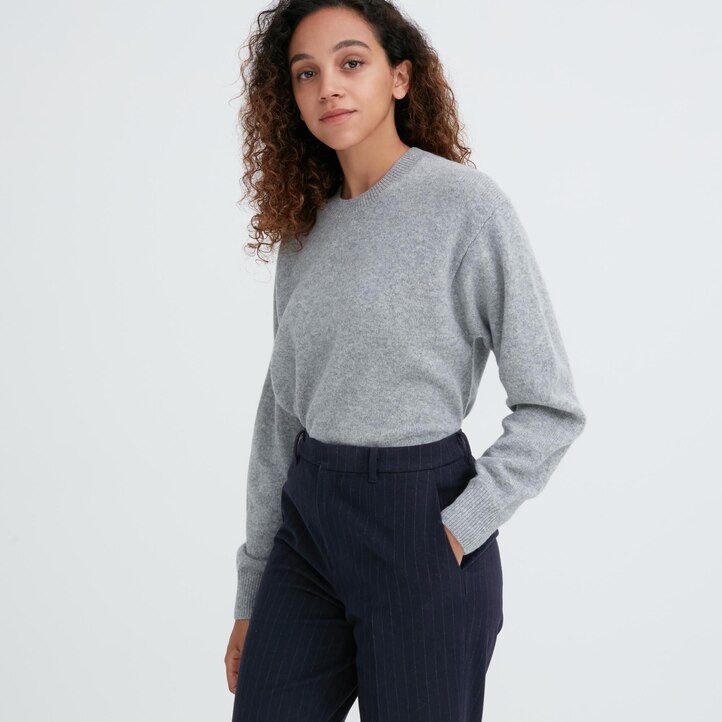 uniqlo smart damen-top mit gebürstetem streifenmuster knöchellang marineblau