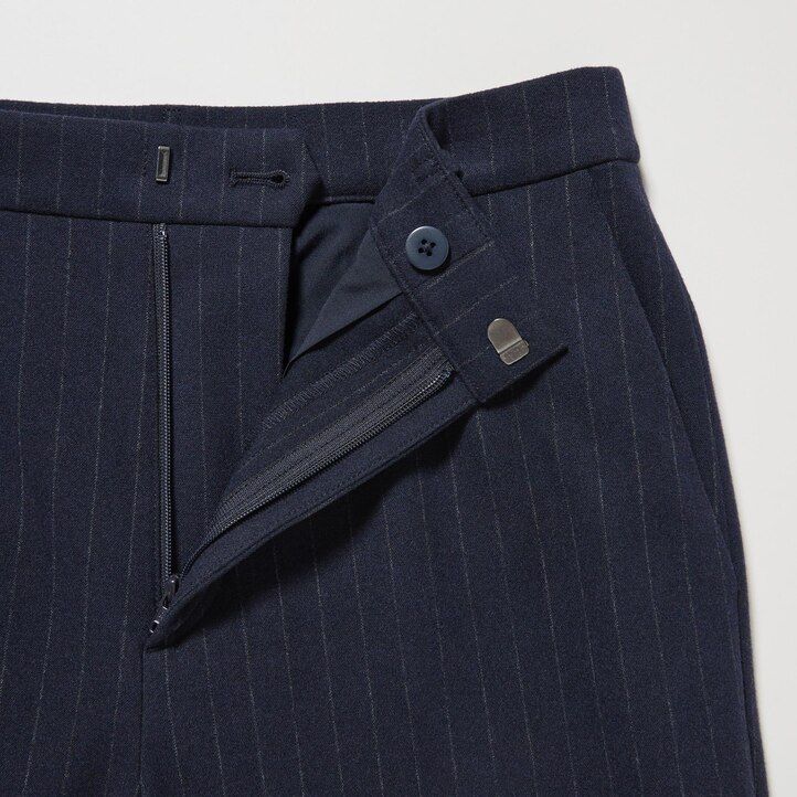 uniqlo smart damen-top mit gebürstetem streifenmuster knöchellang marineblau