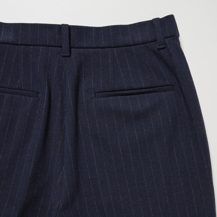 uniqlo smart damen-top mit gebürstetem streifenmuster knöchellang marineblau