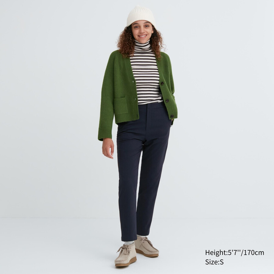 uniqlo damen-tops mit heattech-futter warm gefüttert marineblau