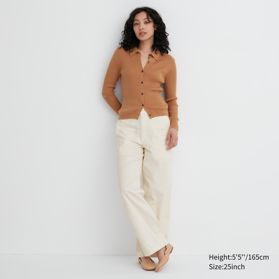 weiße uniqlo damen-bäckerblusen mit weitem bein