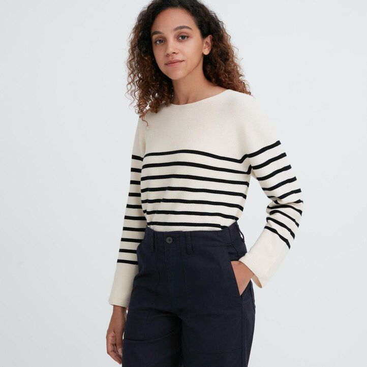 weiße uniqlo damen-bäckerblusen mit weitem bein