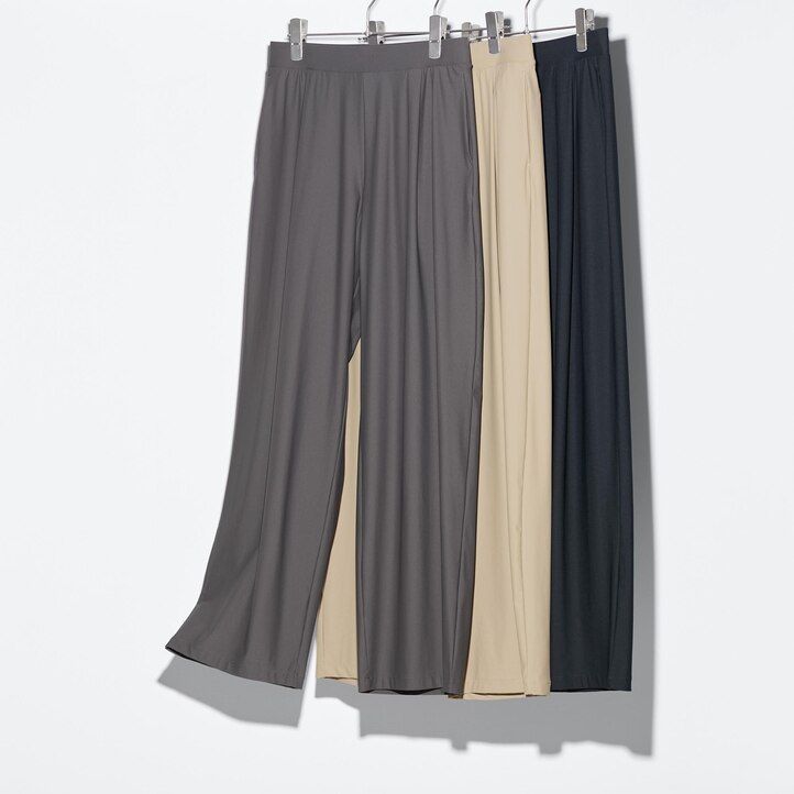 uniqlo airism ultra stretch straight wide leg damen-tops beige
