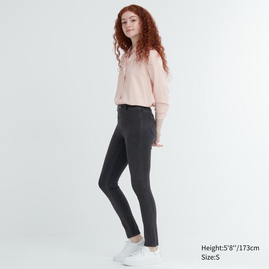 uniqlo ultra stretch denim damen-tops dunkelgrau