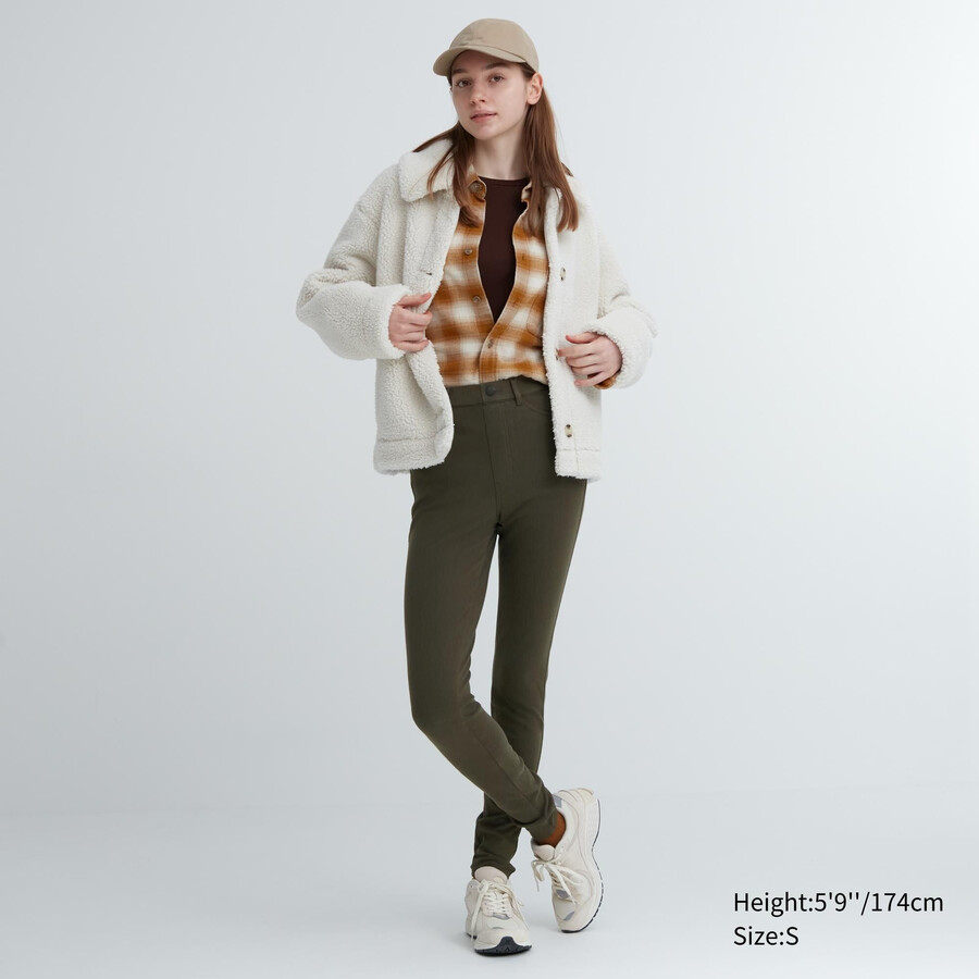 uniqlo damen-tops mit heattech ultra stretch high rise olivgrün