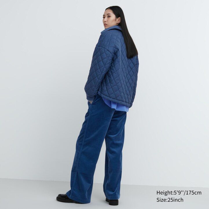 uniqlo cord-tops für damen mit weitem bein schwarz