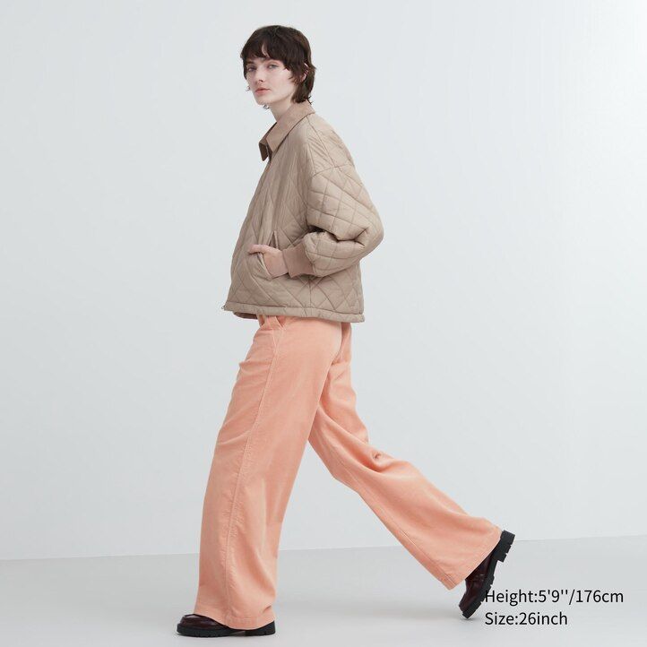 uniqlo cord-tops für damen mit weitem bein schwarz