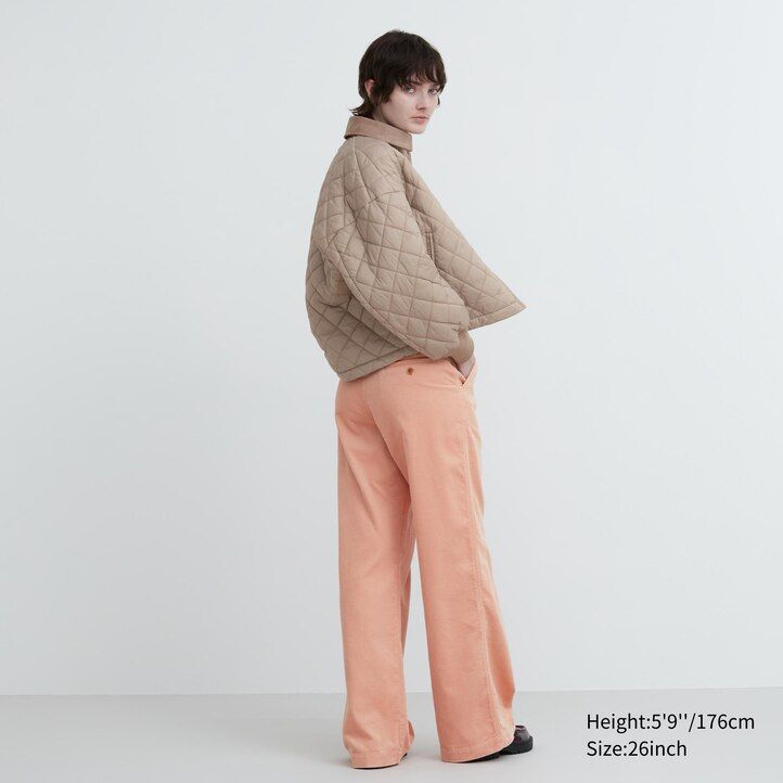 uniqlo cord-tops für damen mit weitem bein schwarz
