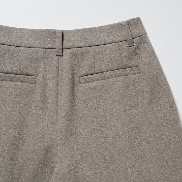uniqlo damen-top aus gebürstetem jersey plissiert weites bein reguläre passform beige