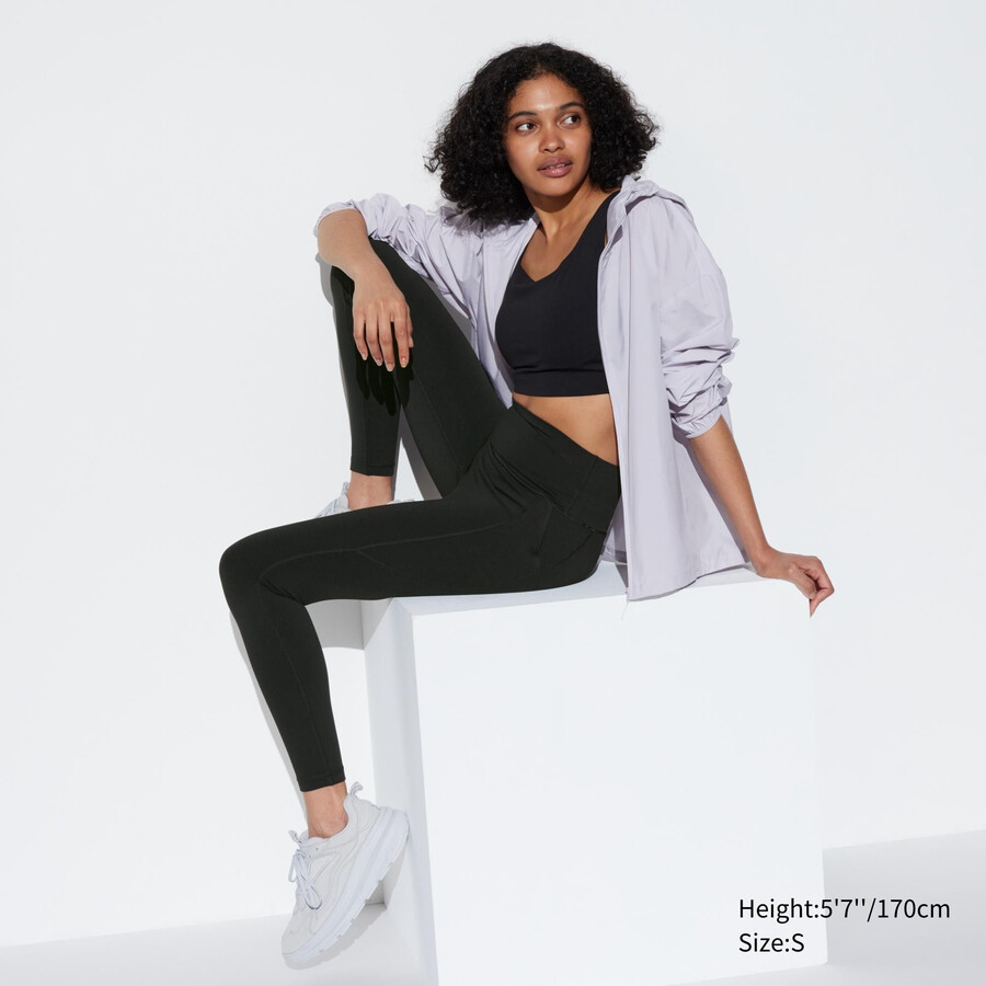 schwarze uniqlo airism ultra soft damen-tops mit taschen