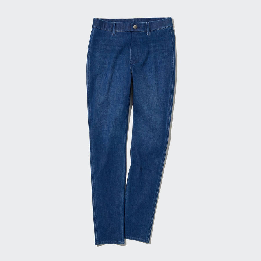 uniqlo damen-jeansoberteil aus ultra-dehnbarem denim blau
