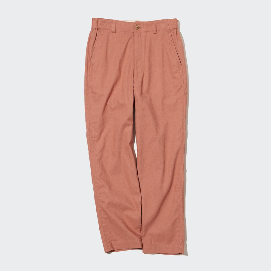 braune taillierte damen-tops von uniqlo aus leinen-baumwolle