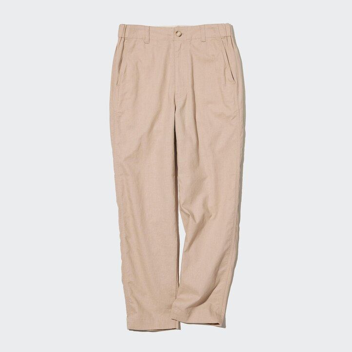 braune taillierte damen-tops von uniqlo aus leinen-baumwolle