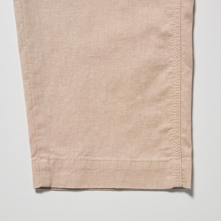 braune taillierte damen-tops von uniqlo aus leinen-baumwolle