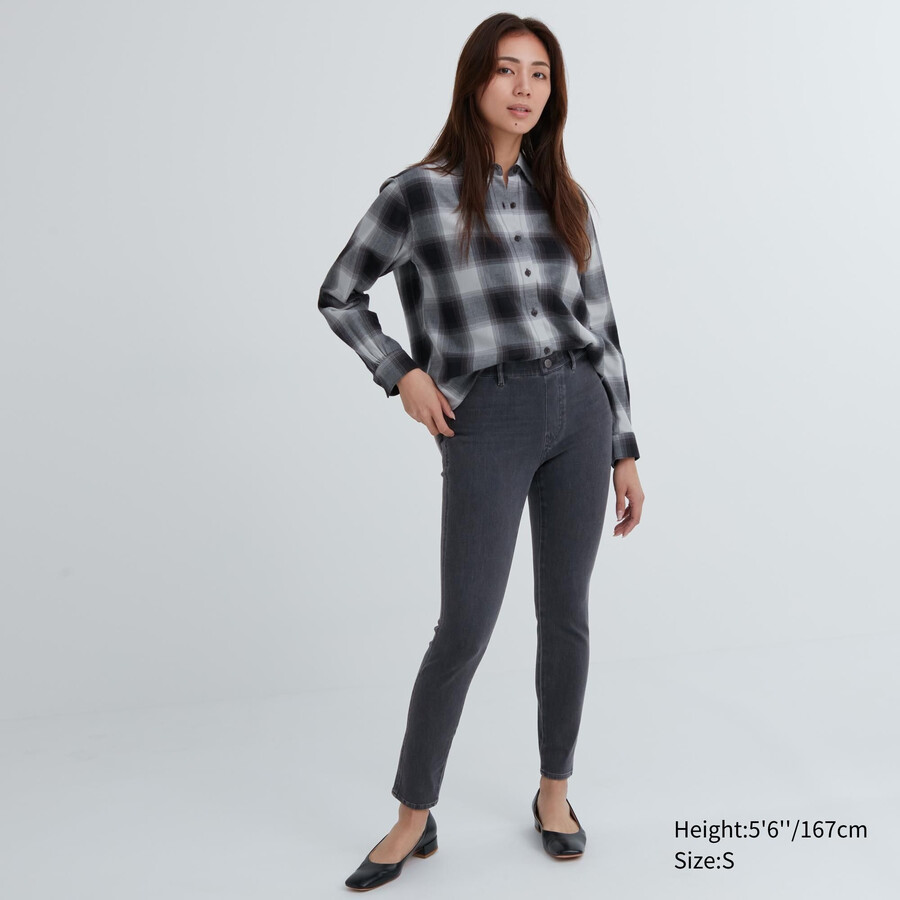 uniqlo damen-jeansoberteil aus ultra stretch denim dunkelgrau