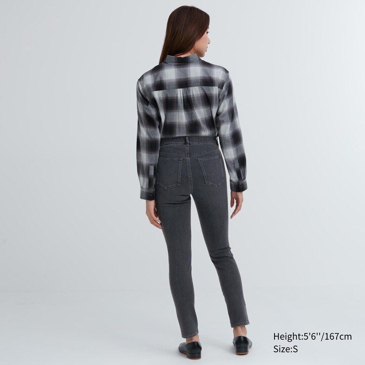 uniqlo damen-jeansoberteil aus ultra stretch denim dunkelgrau