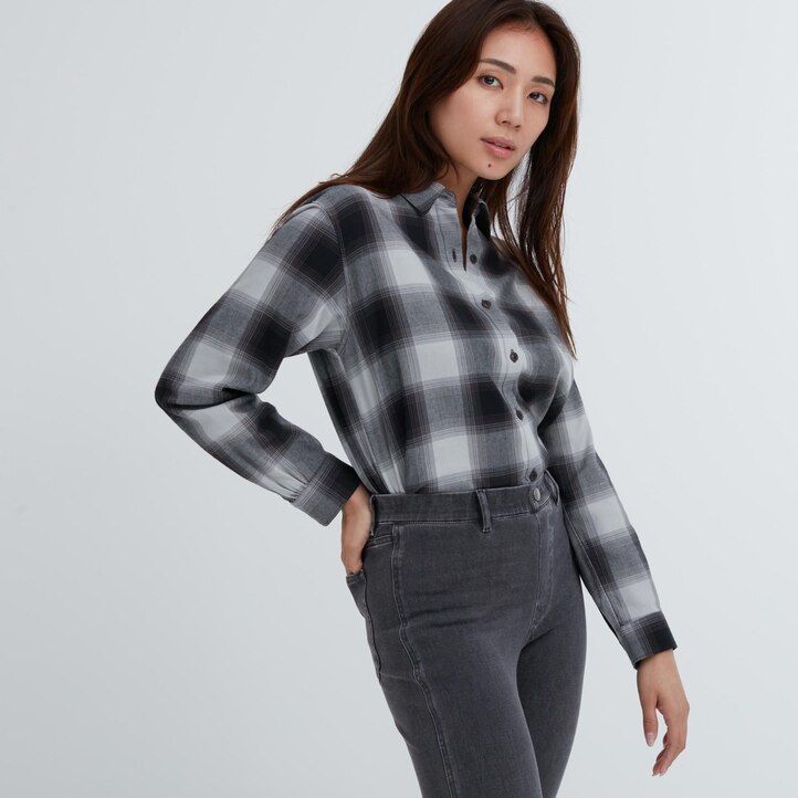 uniqlo damen-jeansoberteil aus ultra stretch denim dunkelgrau