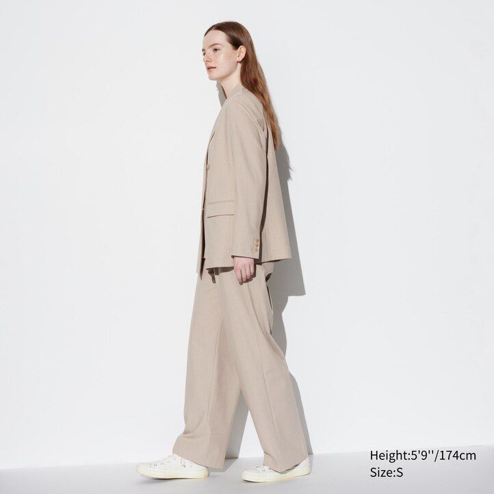 uniqlo damen-top mit falten und weitem bein grau