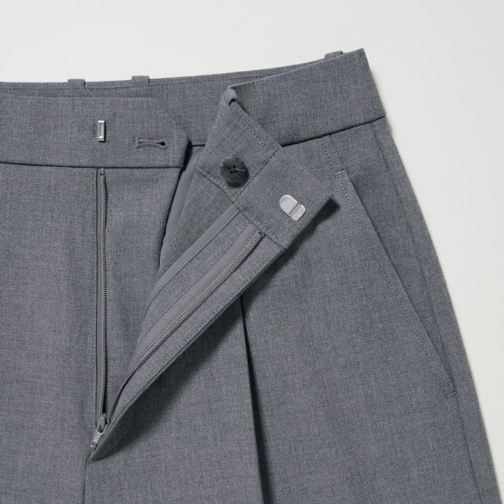 uniqlo damen-top mit falten und weitem bein grau