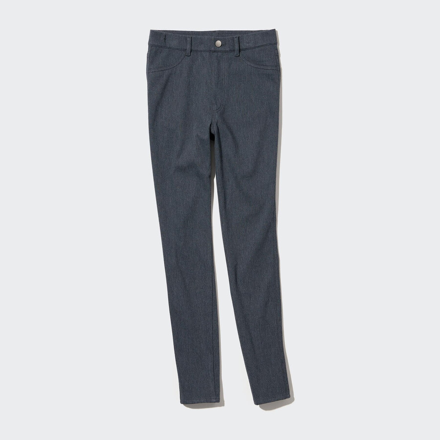 graue uniqlo heattech ultra stretch high rise tops für damen